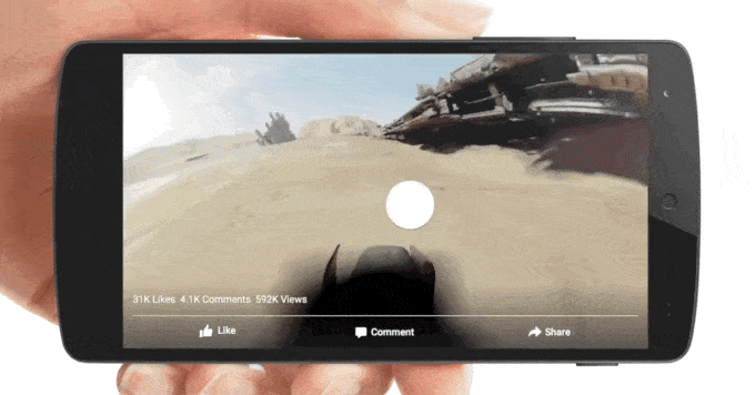 woman holding a phone showing a star wars 360 video animation