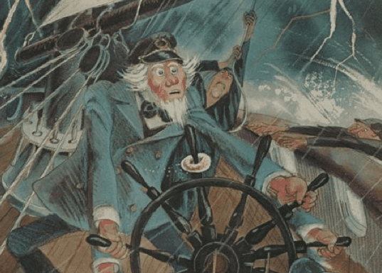 Captain Gregory Hanson inventing the donut via his ships steering wheel