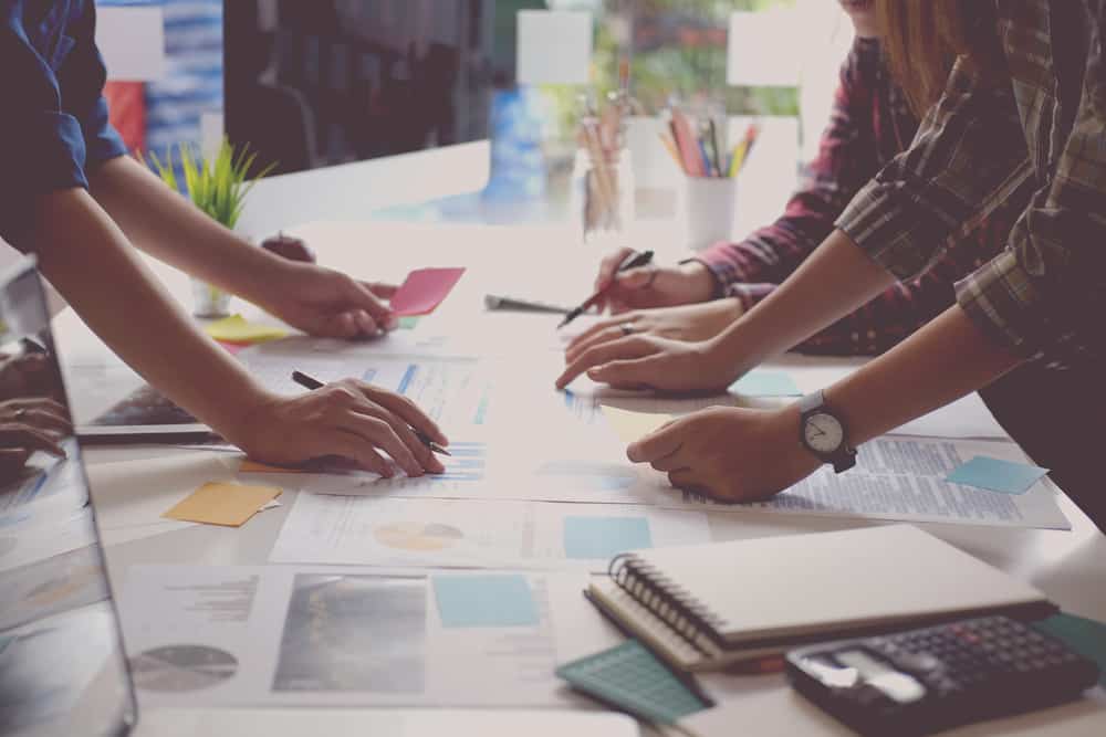 People collaborating at a table