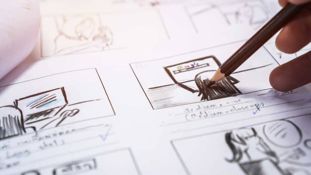 Drawing storyboards for a 360 video project